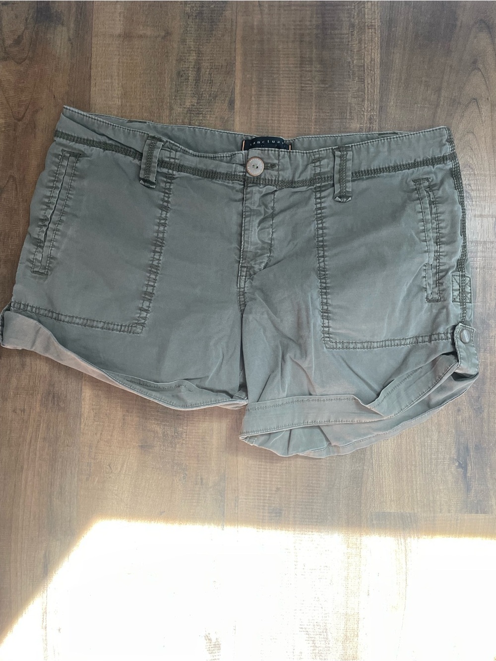 Sanctuary Olive Green Rolled-Hem Cargo Shorts